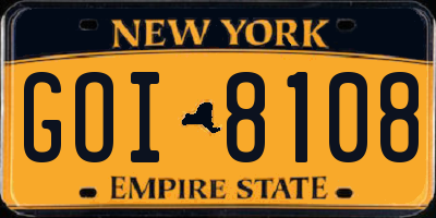 NY license plate GOI8108