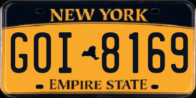 NY license plate GOI8169