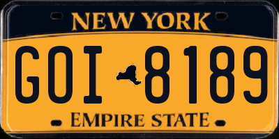 NY license plate GOI8189