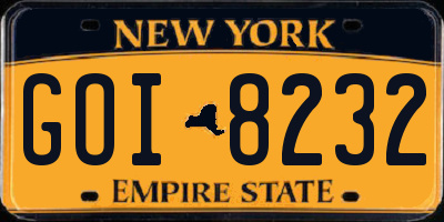 NY license plate GOI8232