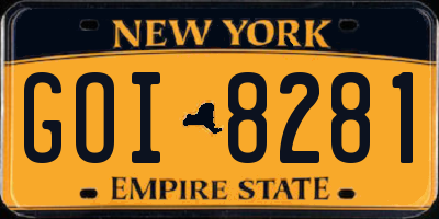NY license plate GOI8281