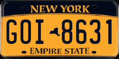 NY license plate GOI8631