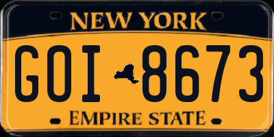 NY license plate GOI8673