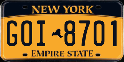 NY license plate GOI8701