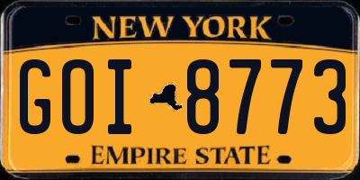 NY license plate GOI8773
