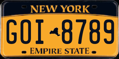 NY license plate GOI8789