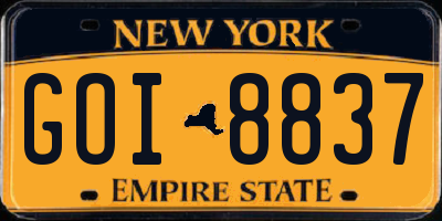NY license plate GOI8837