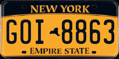 NY license plate GOI8863