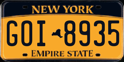 NY license plate GOI8935