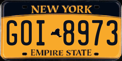 NY license plate GOI8973