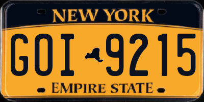 NY license plate GOI9215