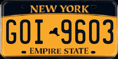 NY license plate GOI9603