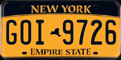 NY license plate GOI9726
