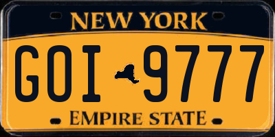NY license plate GOI9777