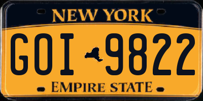NY license plate GOI9822