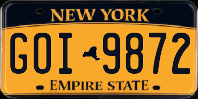 NY license plate GOI9872