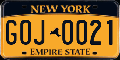 NY license plate GOJ0021