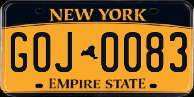 NY license plate GOJ0083