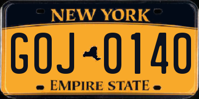 NY license plate GOJ0140