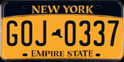 NY license plate GOJ0337