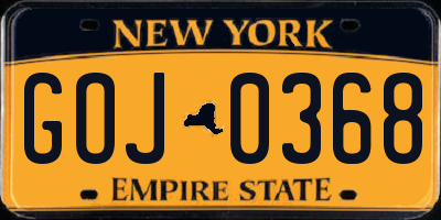 NY license plate GOJ0368