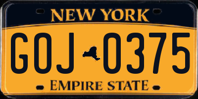 NY license plate GOJ0375