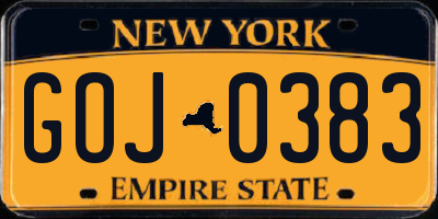 NY license plate GOJ0383