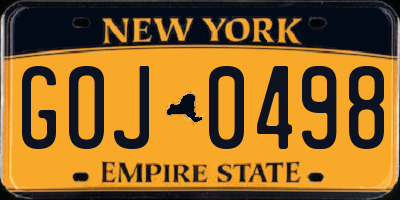 NY license plate GOJ0498