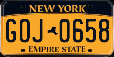NY license plate GOJ0658