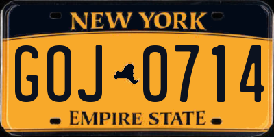 NY license plate GOJ0714