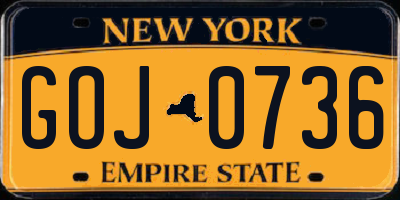 NY license plate GOJ0736