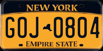 NY license plate GOJ0804