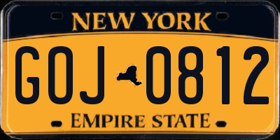 NY license plate GOJ0812