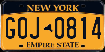 NY license plate GOJ0814