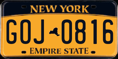 NY license plate GOJ0816