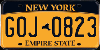 NY license plate GOJ0823