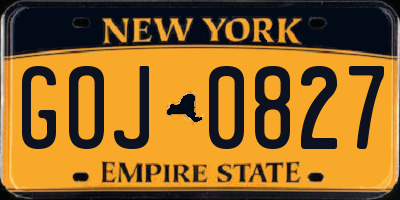 NY license plate GOJ0827