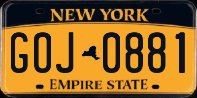 NY license plate GOJ0881