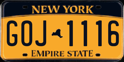 NY license plate GOJ1116