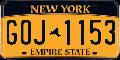 NY license plate GOJ1153