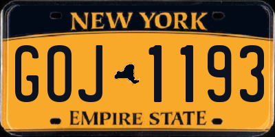 NY license plate GOJ1193