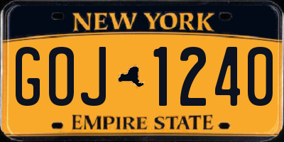 NY license plate GOJ1240