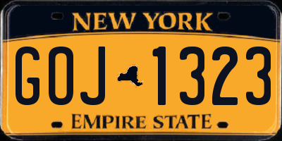 NY license plate GOJ1323