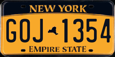 NY license plate GOJ1354