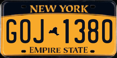 NY license plate GOJ1380