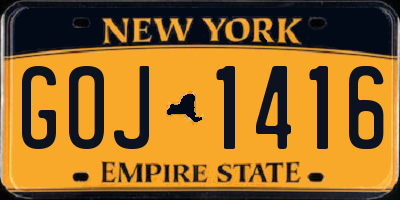NY license plate GOJ1416