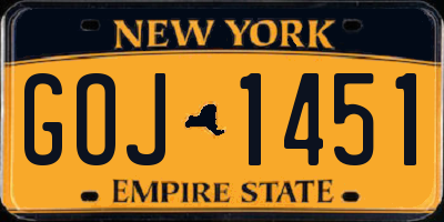 NY license plate GOJ1451