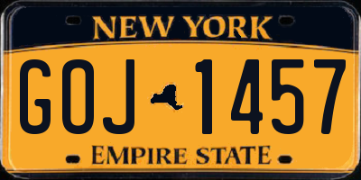 NY license plate GOJ1457