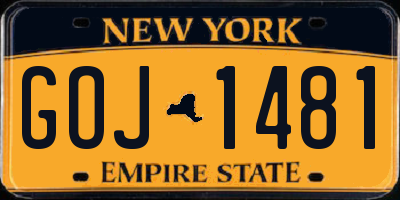 NY license plate GOJ1481