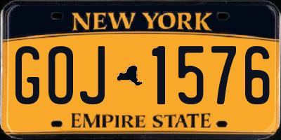 NY license plate GOJ1576